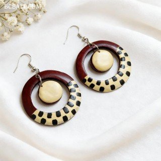 Handcrafted Painting Wood Earrings Premium Design